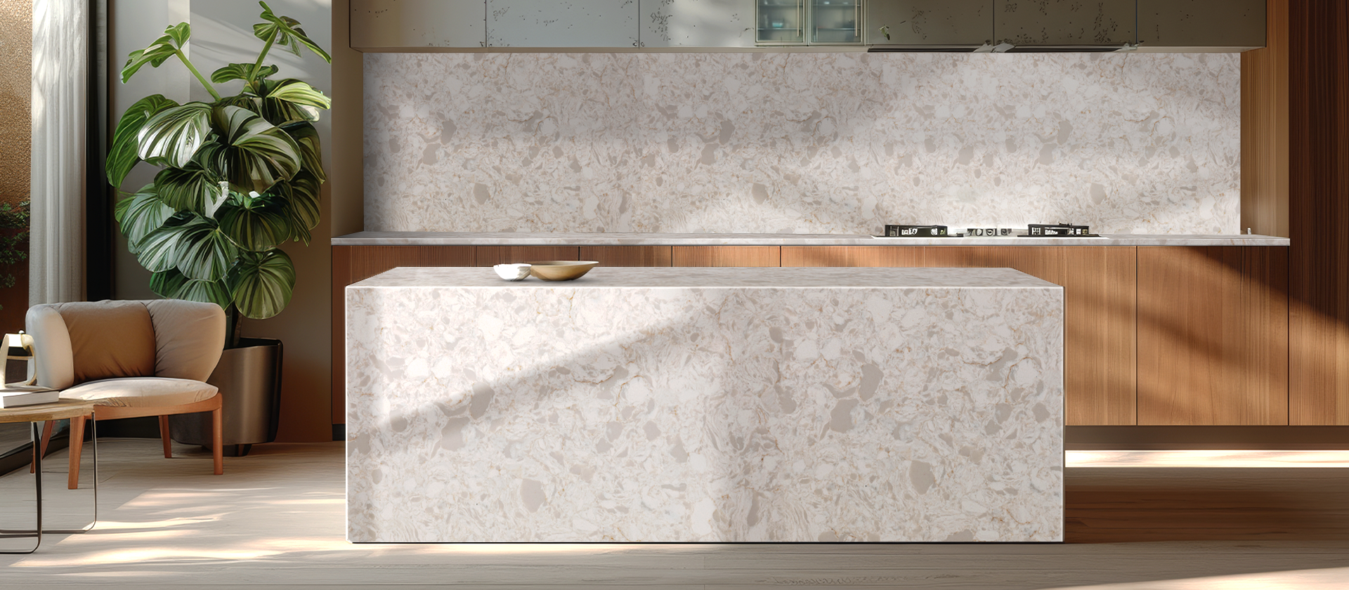 Durable and stylish quartz, marble, and granite surfaces for commercial use